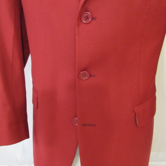 Carlo Mandrone Red 100% Wool 3 Button Blazer - Picture 13 of 16